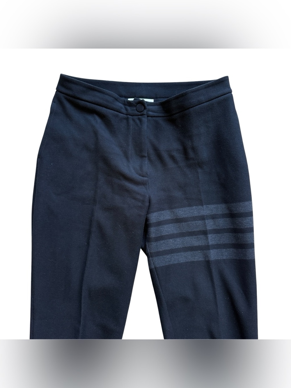 Thom Browne 4-Bar Double Face Tech Twill Cropped Trousers Navy 8 Luxury Designer